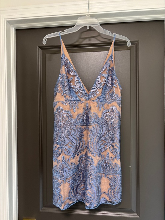 Free People Night Shimmer Mini Dress blue 6